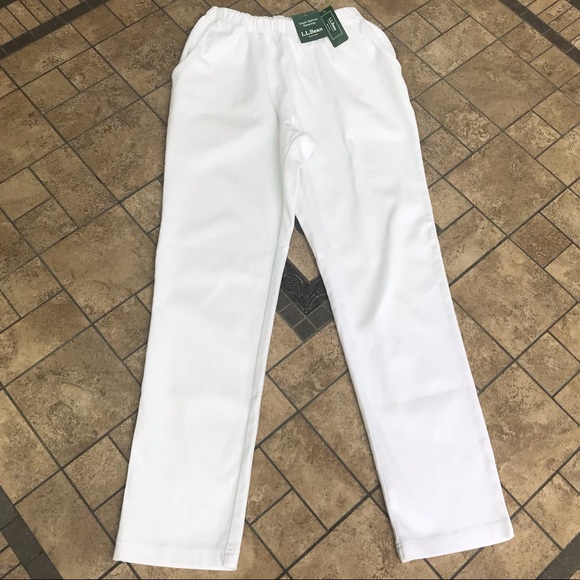 L.L. Bean Pants - White L.L. Bean Straight Leg Elastic Waist Pants